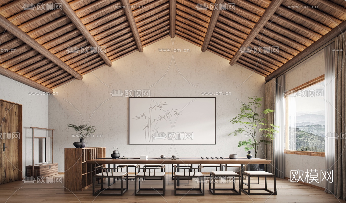 新中式茶室3d模型