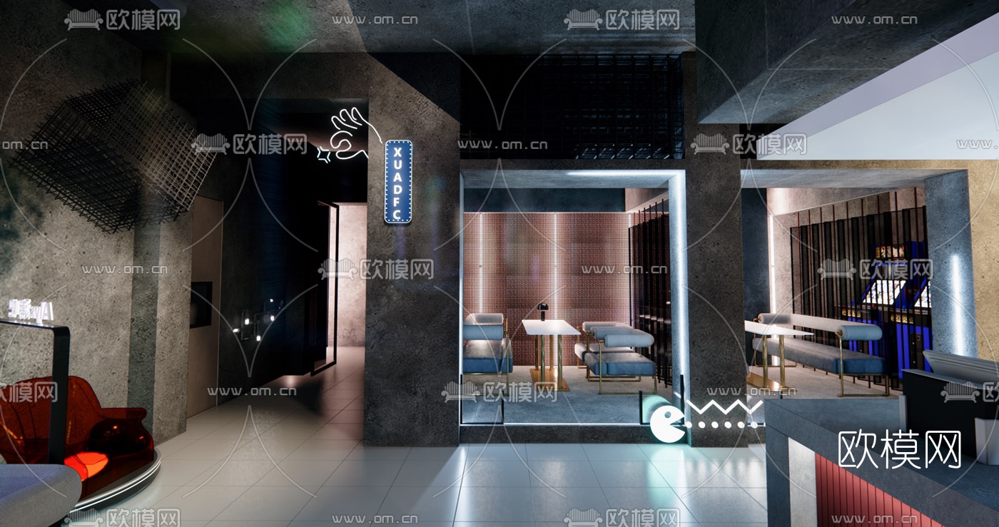 现代酒吧su模型