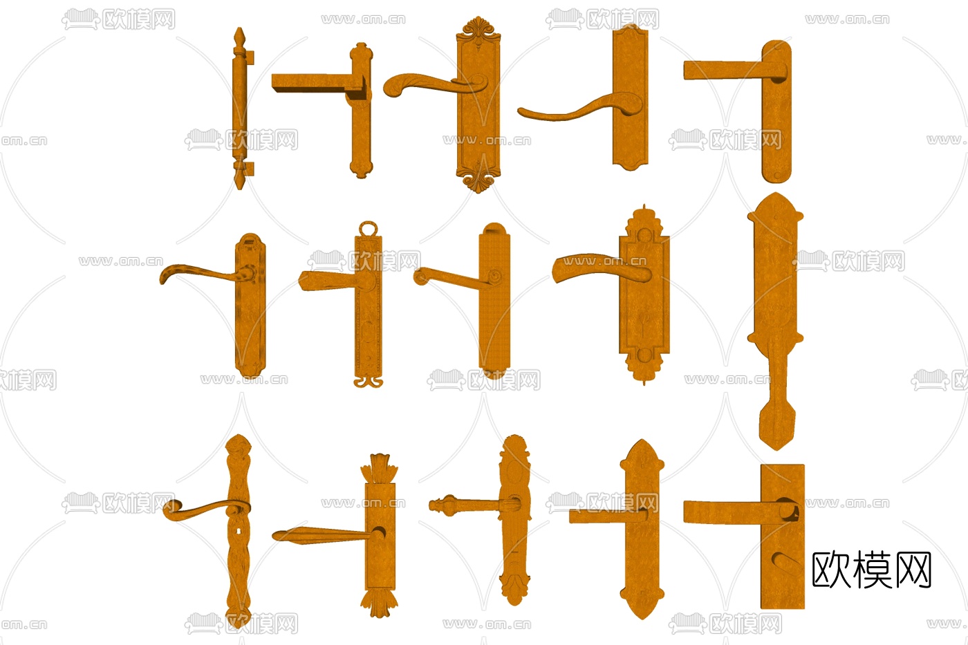 现代金属门把手su模型