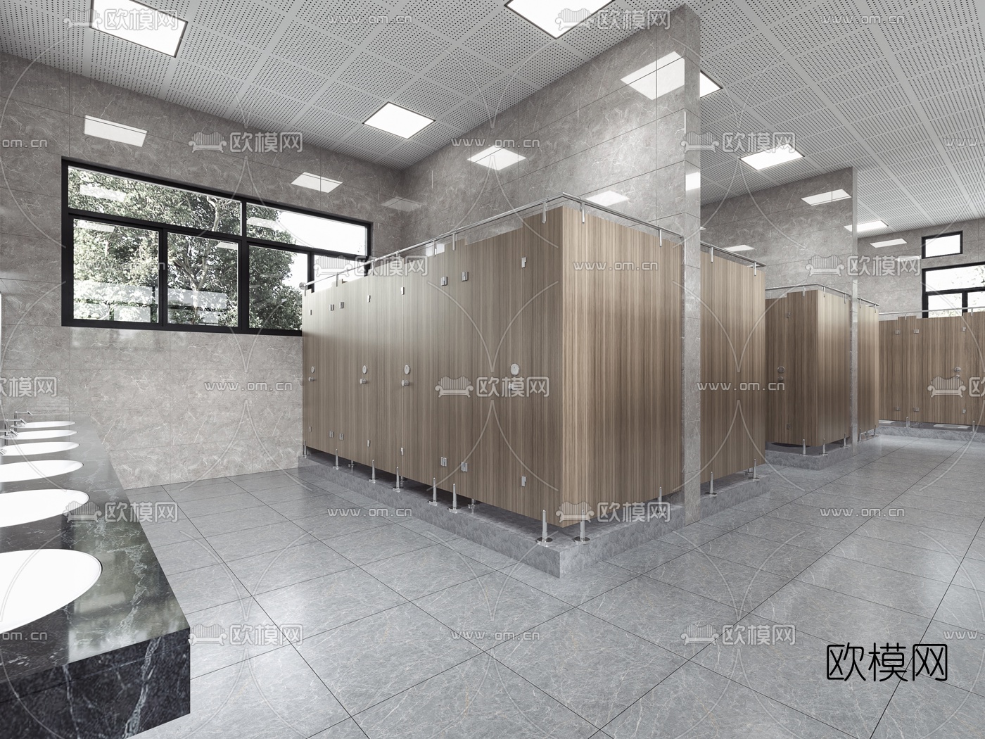 现代公共卫生间3d模型