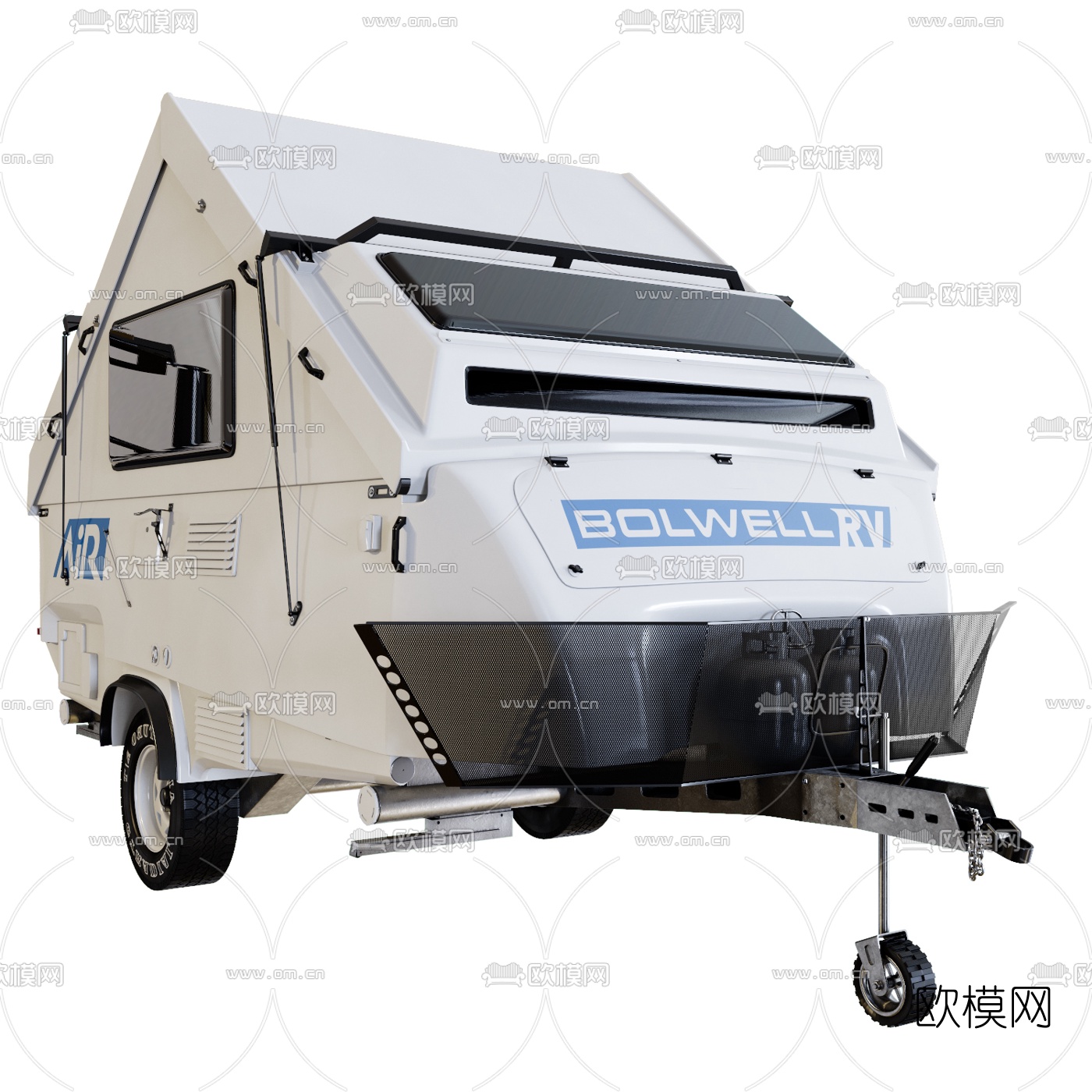 现代拖拉式房车3d模型下载（渲染图1）