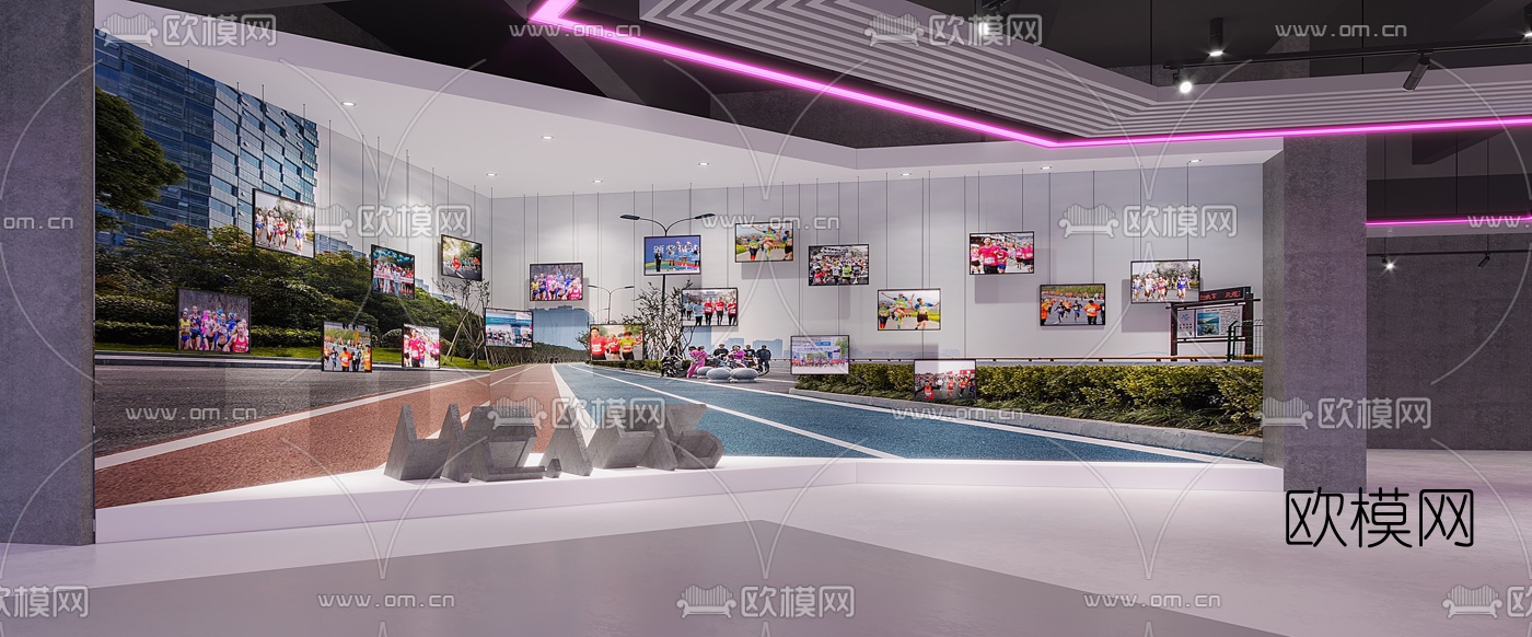 工业风马拉松运动展厅3d模型