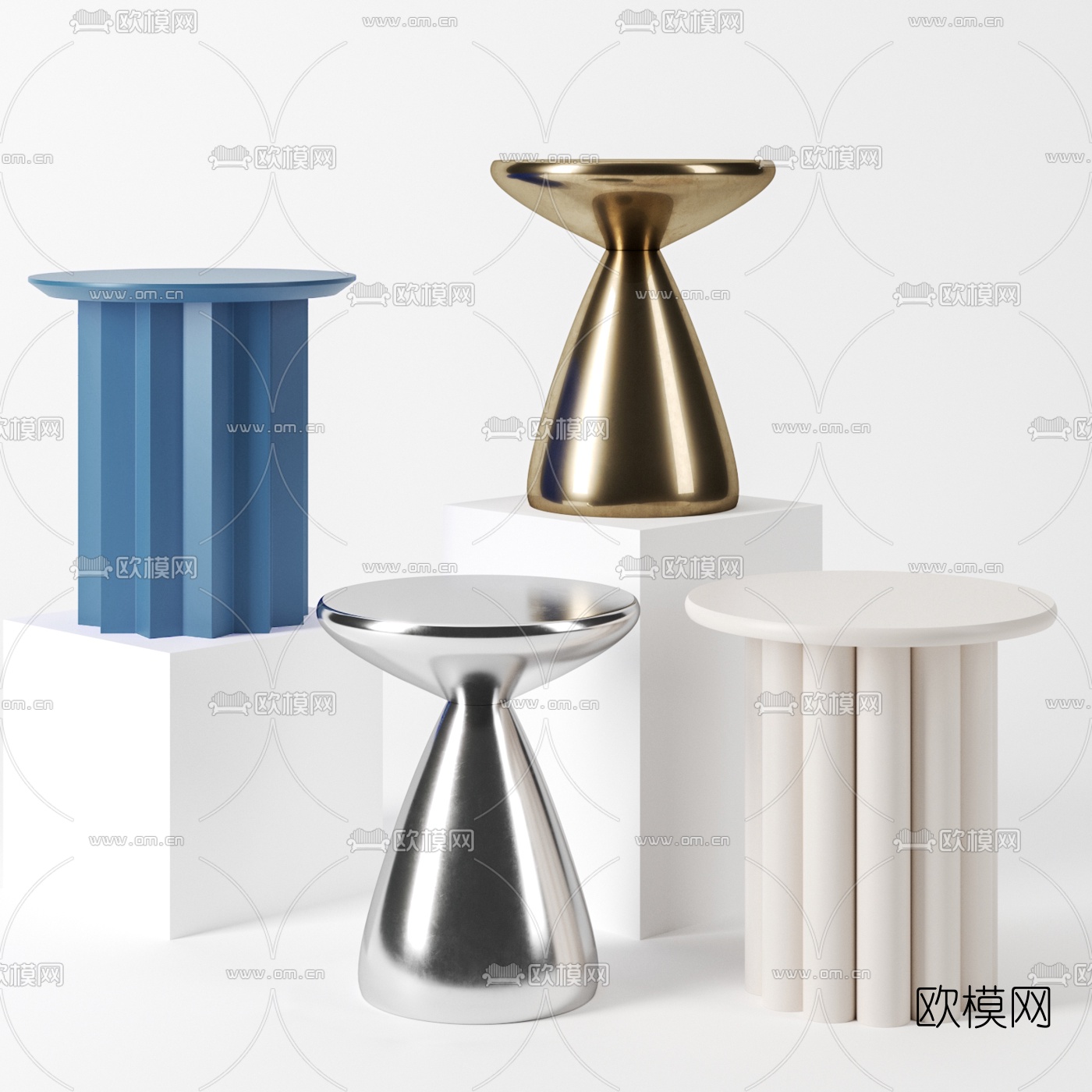 West Elm 轻奢边几3d模型