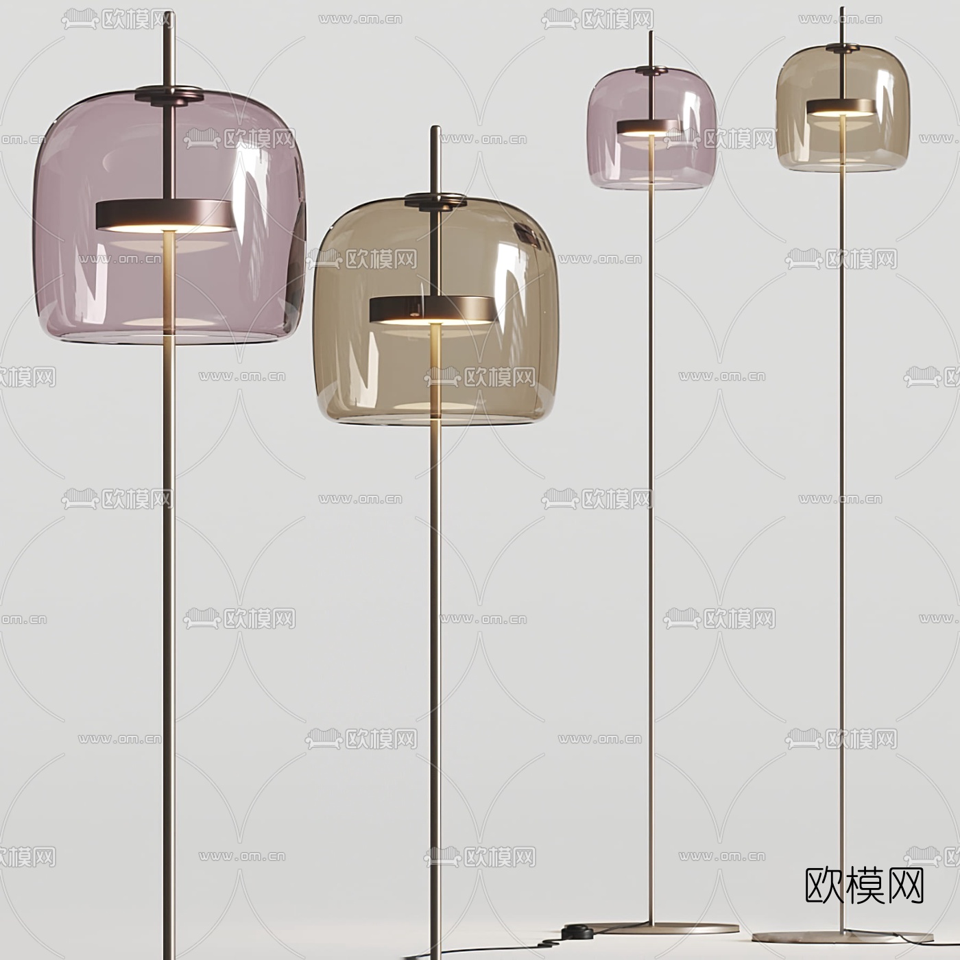 现代金属玻璃落地灯3d模型下载