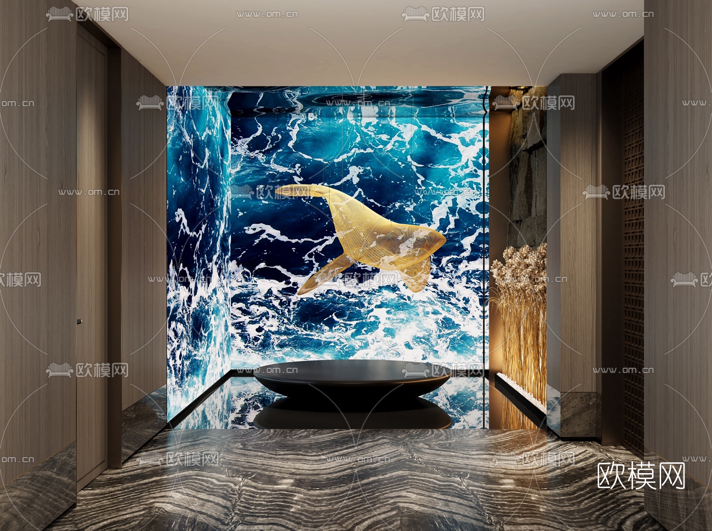 新中式酒店玄关走廊3d模型