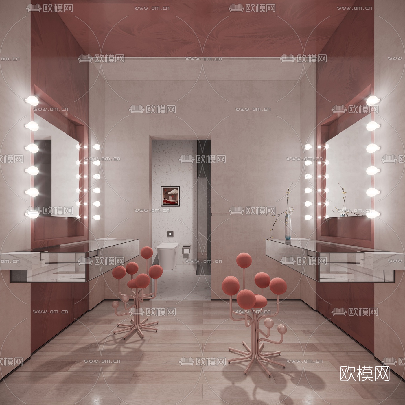 现代简约化妆间卫生间3d模型下载