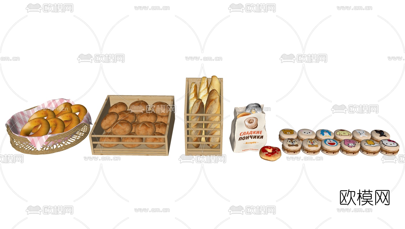 现代食物蛋糕糕点su模型下载