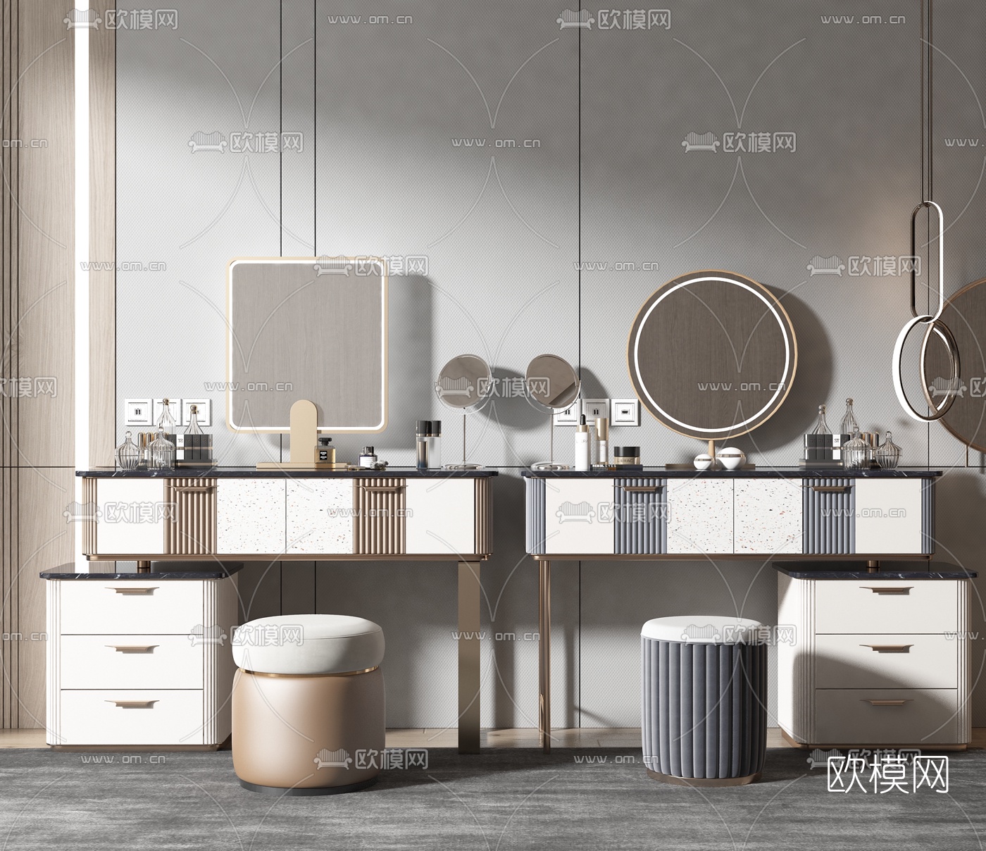 现代轻奢梳妆台3d模型