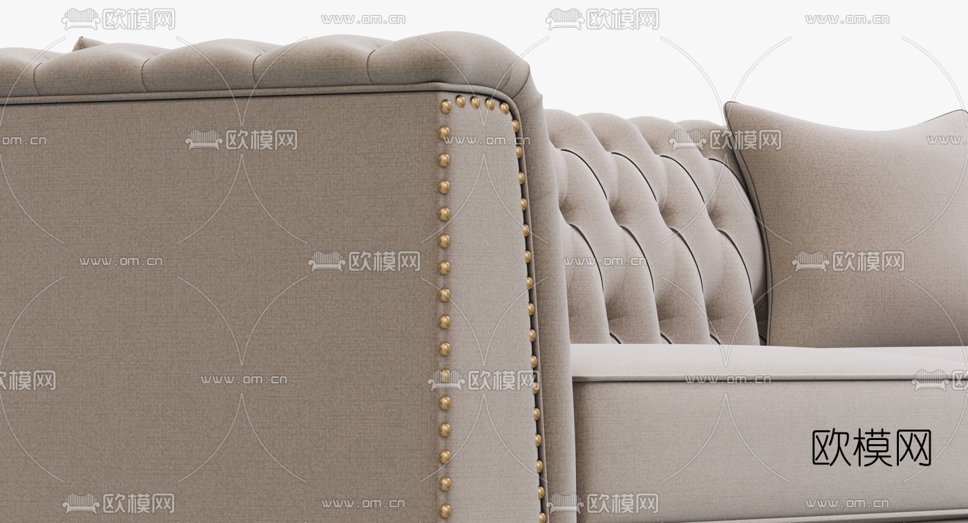 简欧布艺双人沙发3d模型下载（渲染图5）
