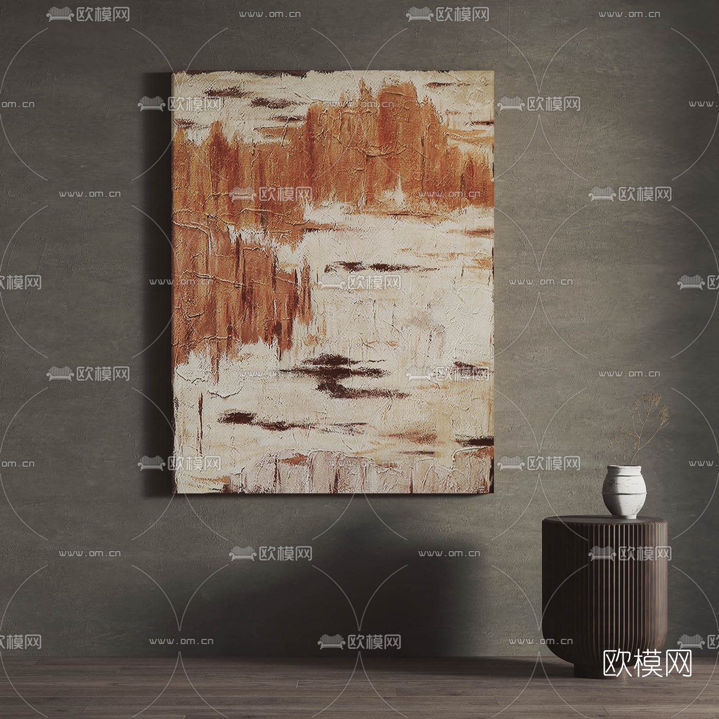侘寂抽象装饰画3d模型