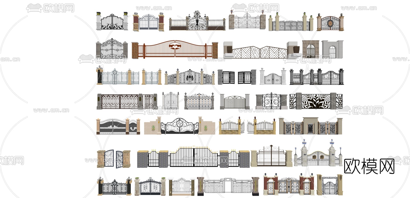 欧式铁艺大门su模型下载