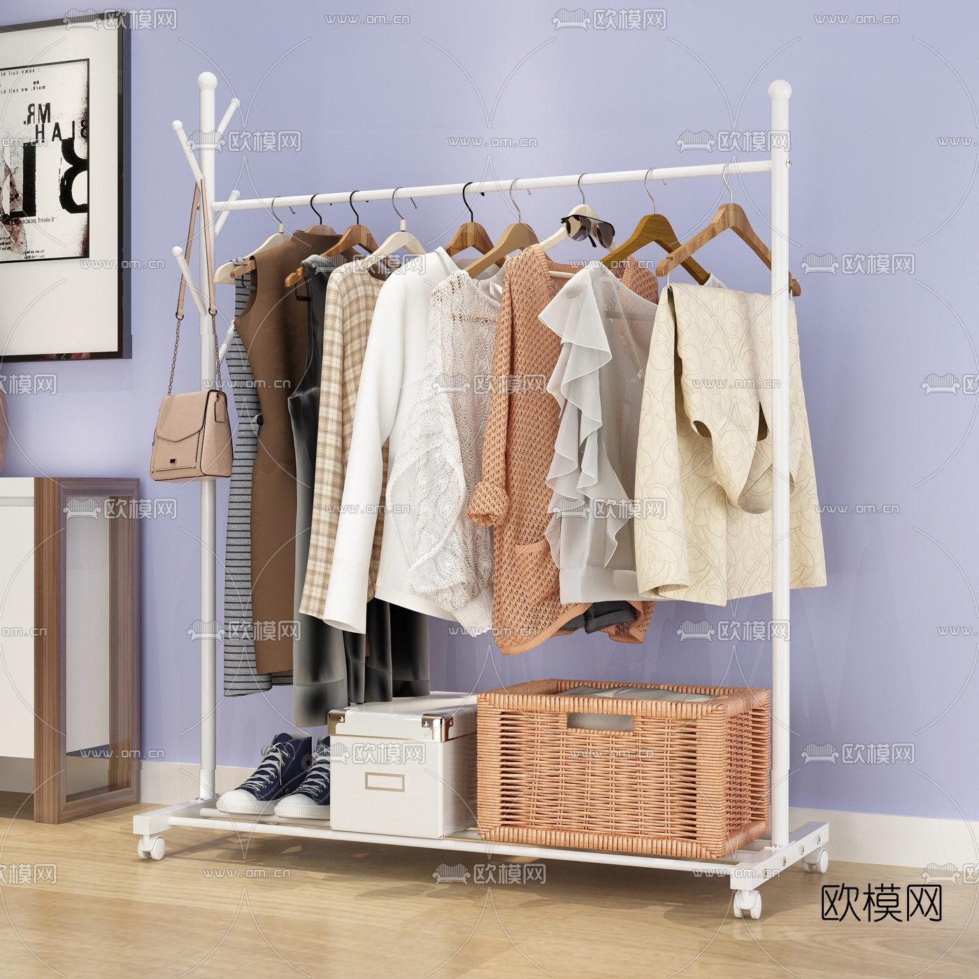 北欧挂衣架女士衣帽服装3d模型下载