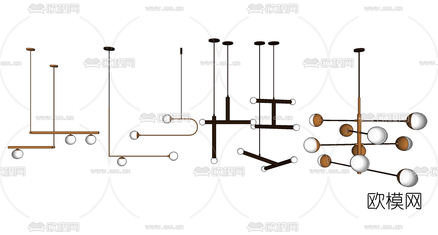 现代轻奢吊灯su模型下载