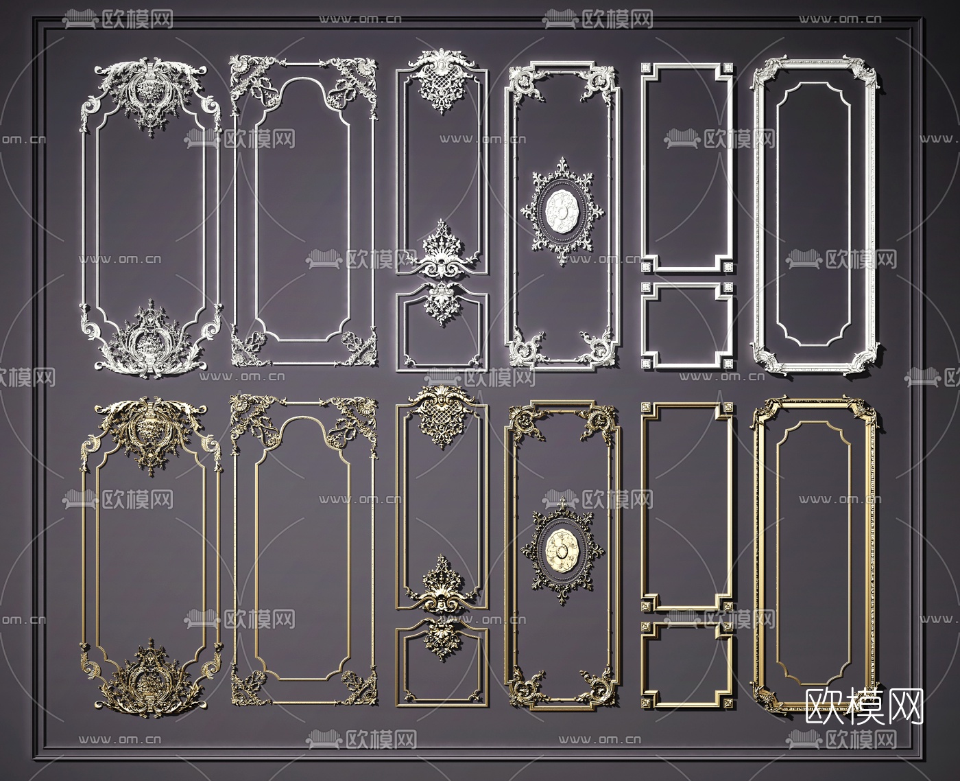欧式石膏雕花护墙线条3d模型