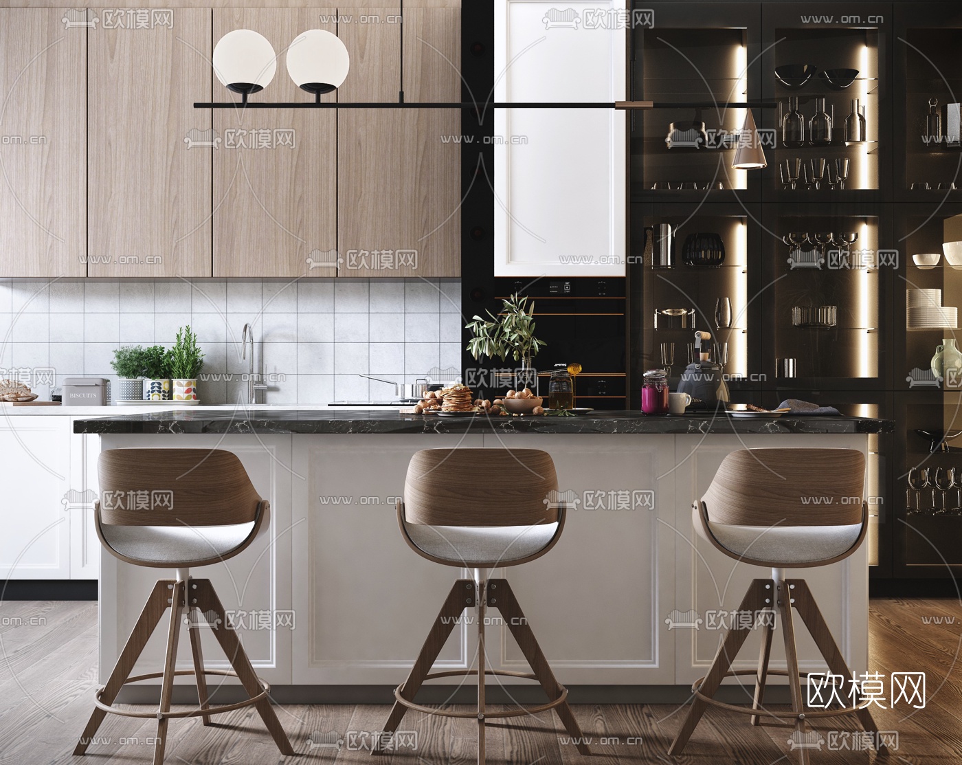 现代大理石吧台3d模型下载