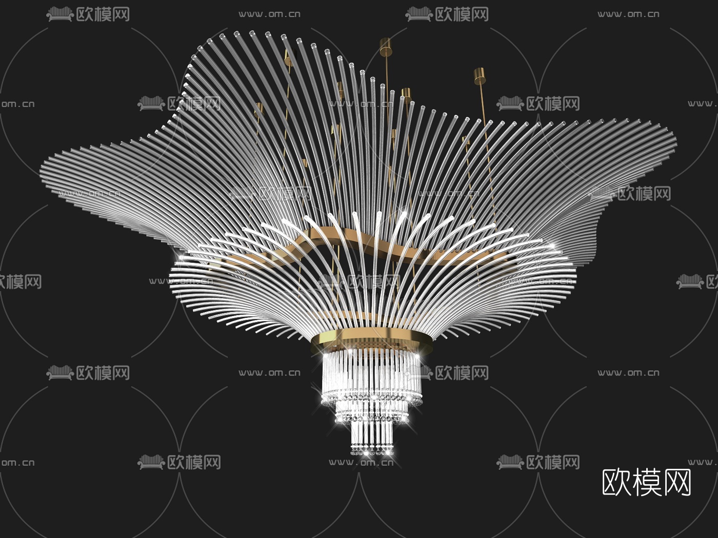 现代水晶装饰灯3d模型下载（渲染图1）
