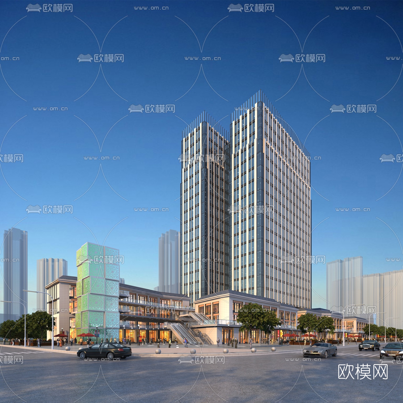 现代商业办公楼建筑外观3d模型下载