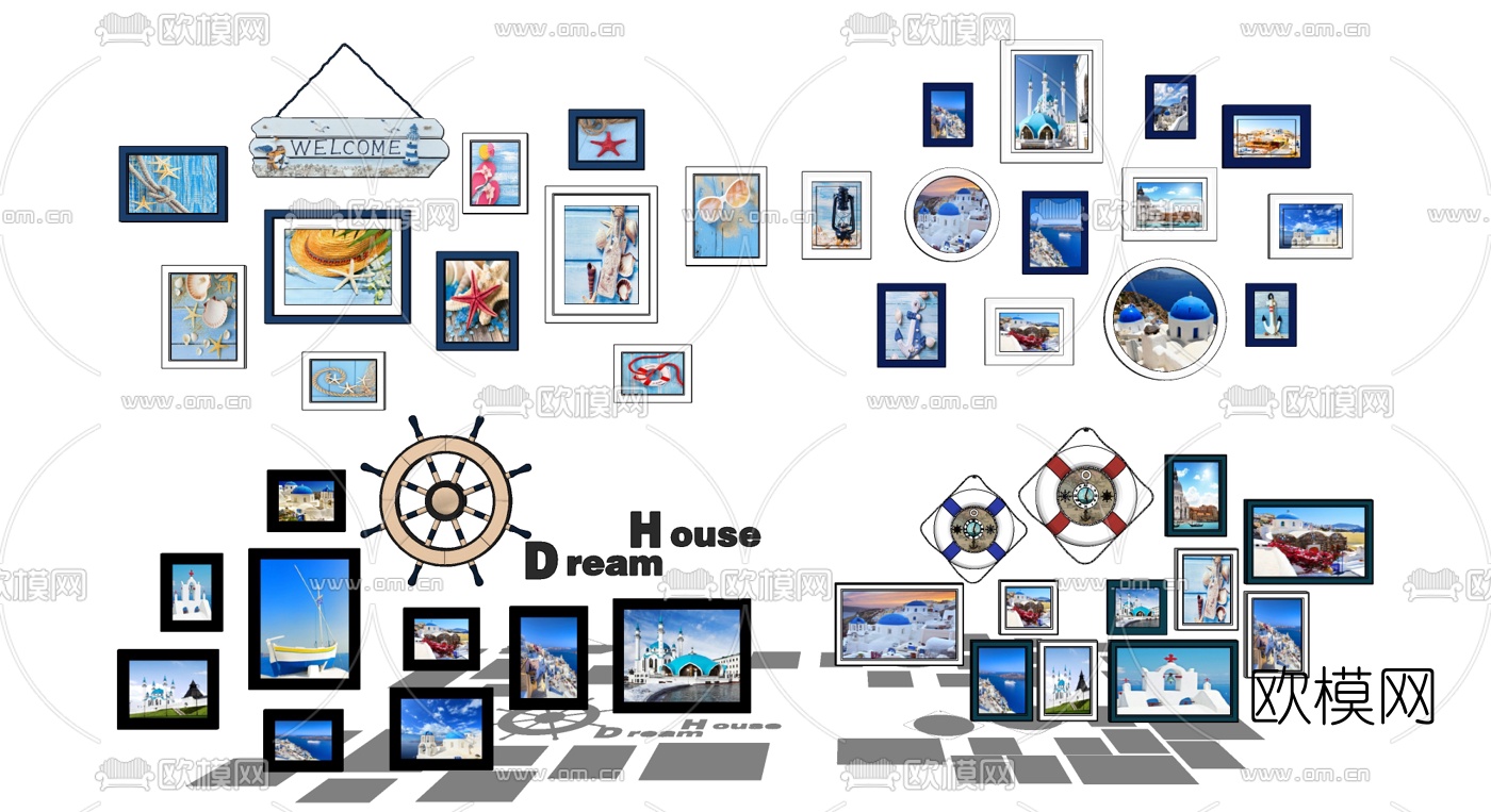 地中海风景装饰画su模型下载