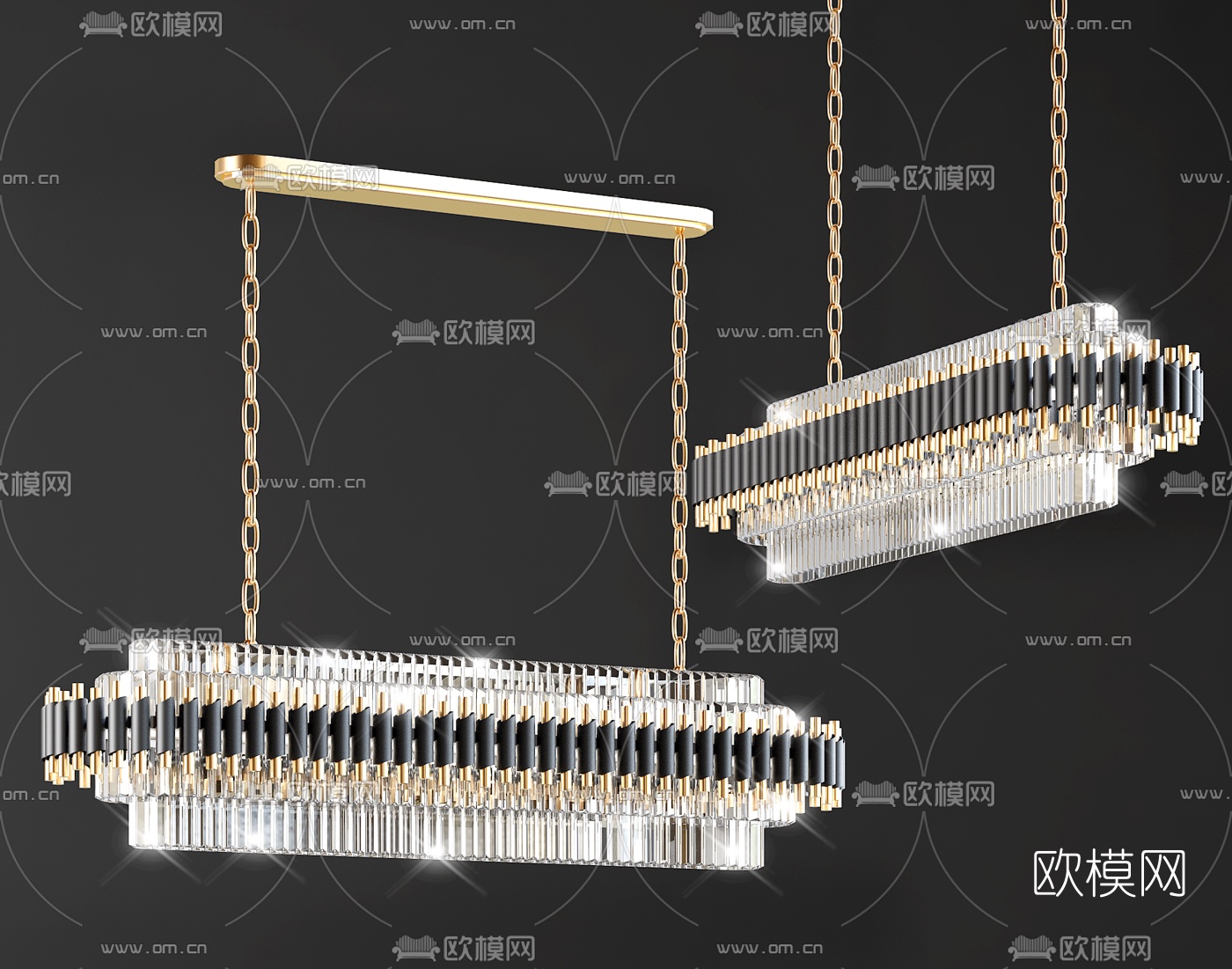 现代轻奢水晶吊灯3d模型下载