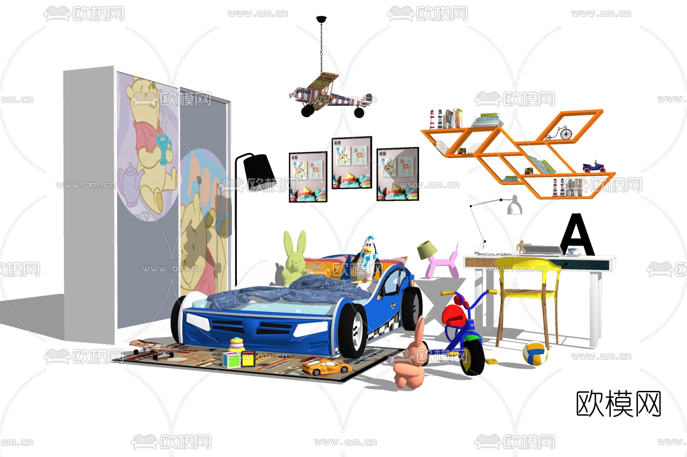 现代汽车儿童床免费su模型下载