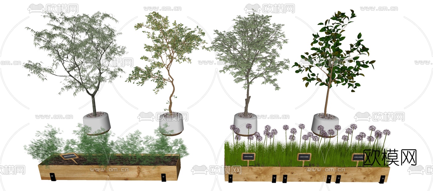 现代绿植盆栽盆景su模型