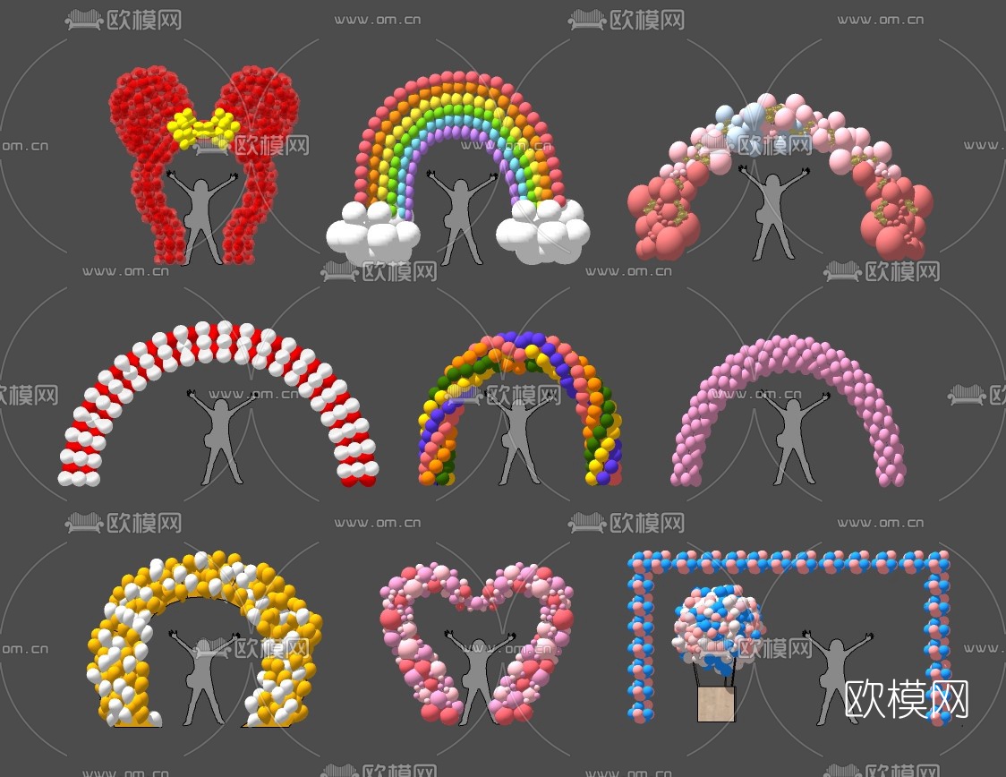 现代气球拱门su模型下载