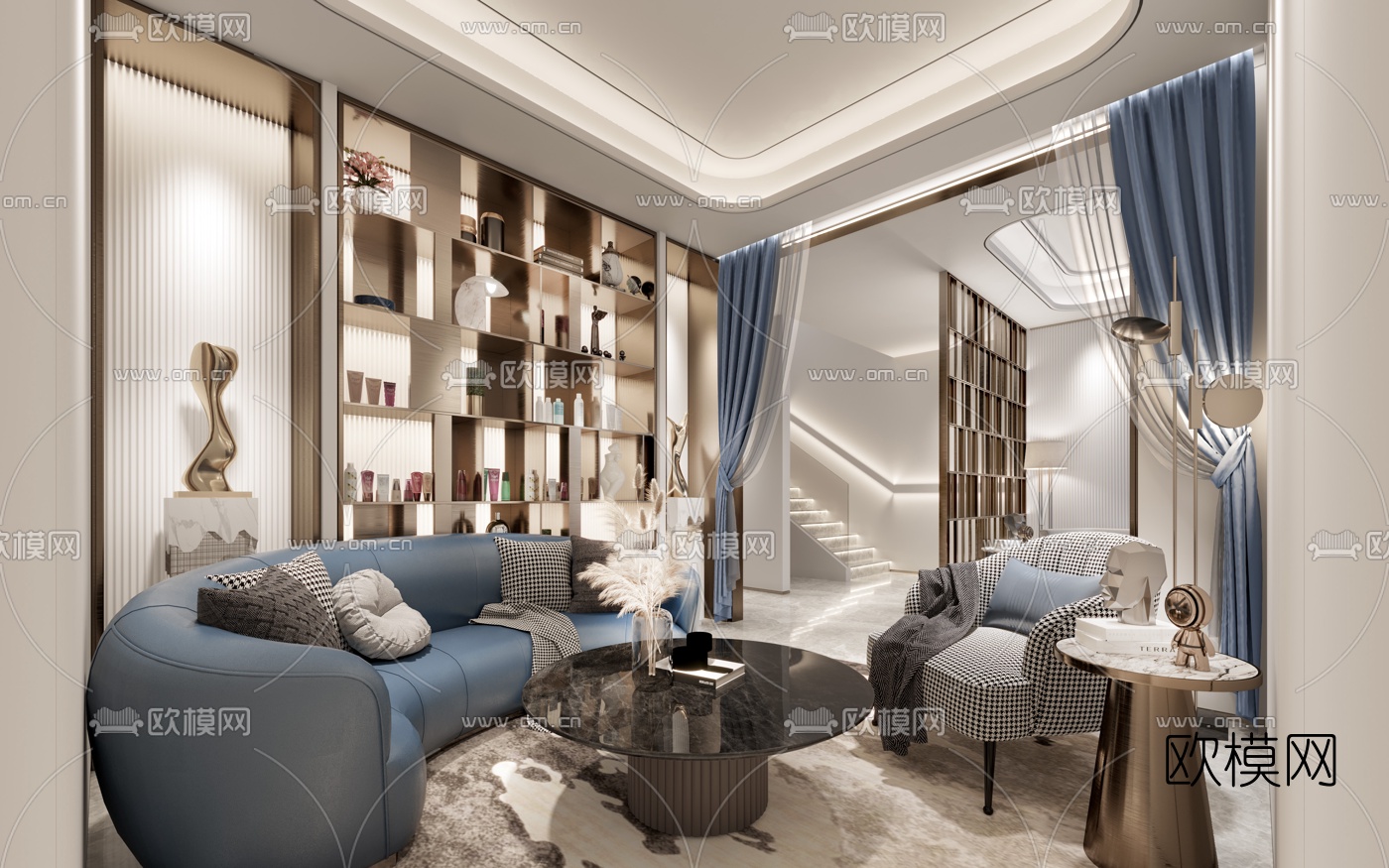 现代美容院前台接待处3d模型下载（渲染图2）