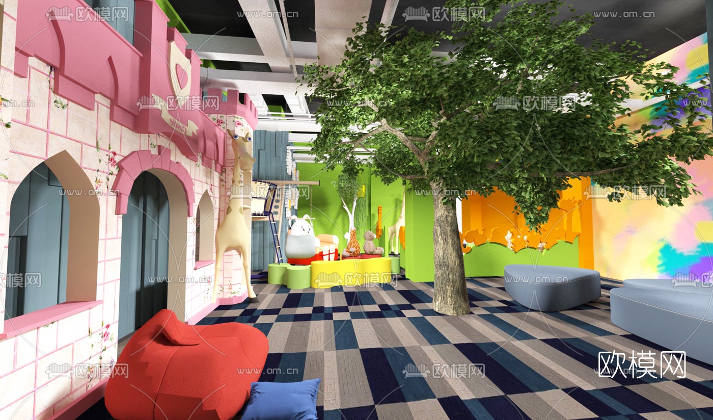 现代儿童活动中心su模型下载（渲染图1）