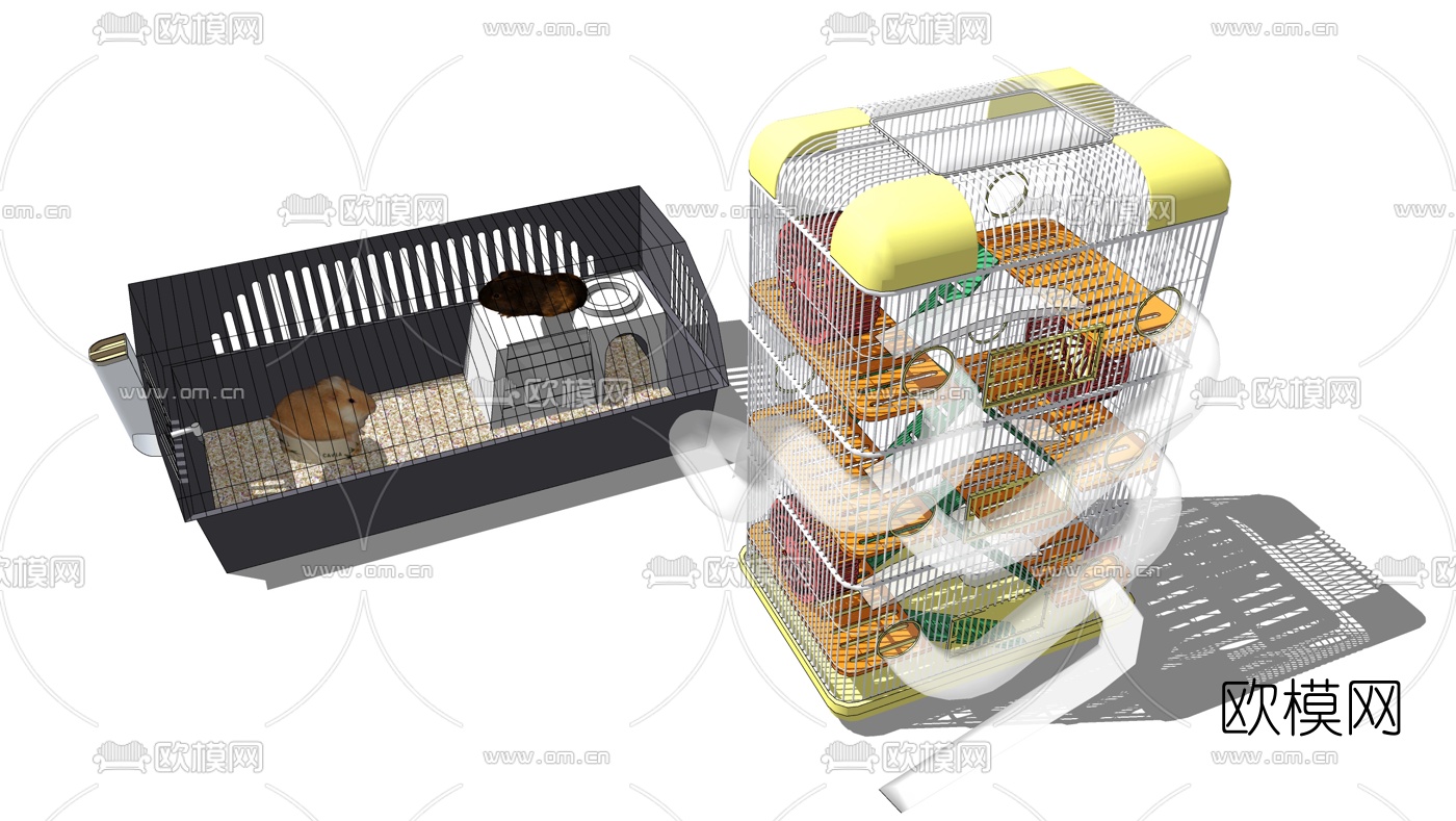 现代金属仓鼠屋仓鼠笼su模型下载