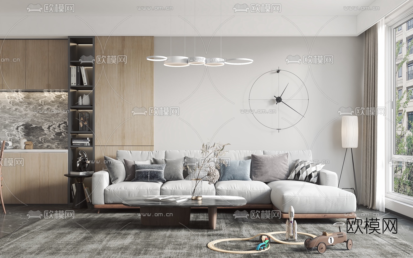 北欧客厅餐厅3d模型下载（渲染图4）
