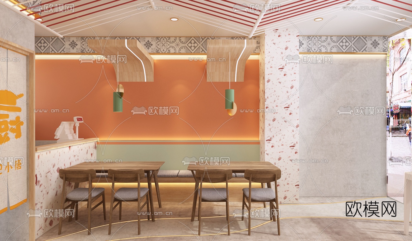 现代网红小吃面馆免费3d模型