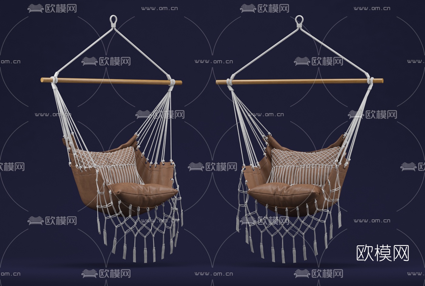 现代皮革吊椅3d模型下载（渲染图1）