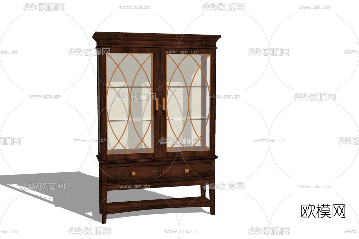 现代实木装饰柜免费su模型下载
