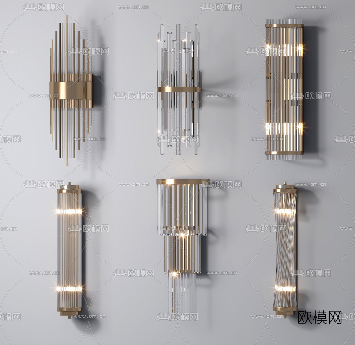 现代水晶壁灯su模型下载（渲染图1）