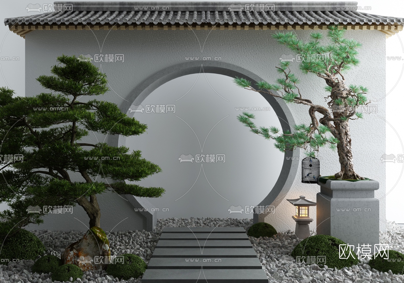 新中式园林景观小品3d模型