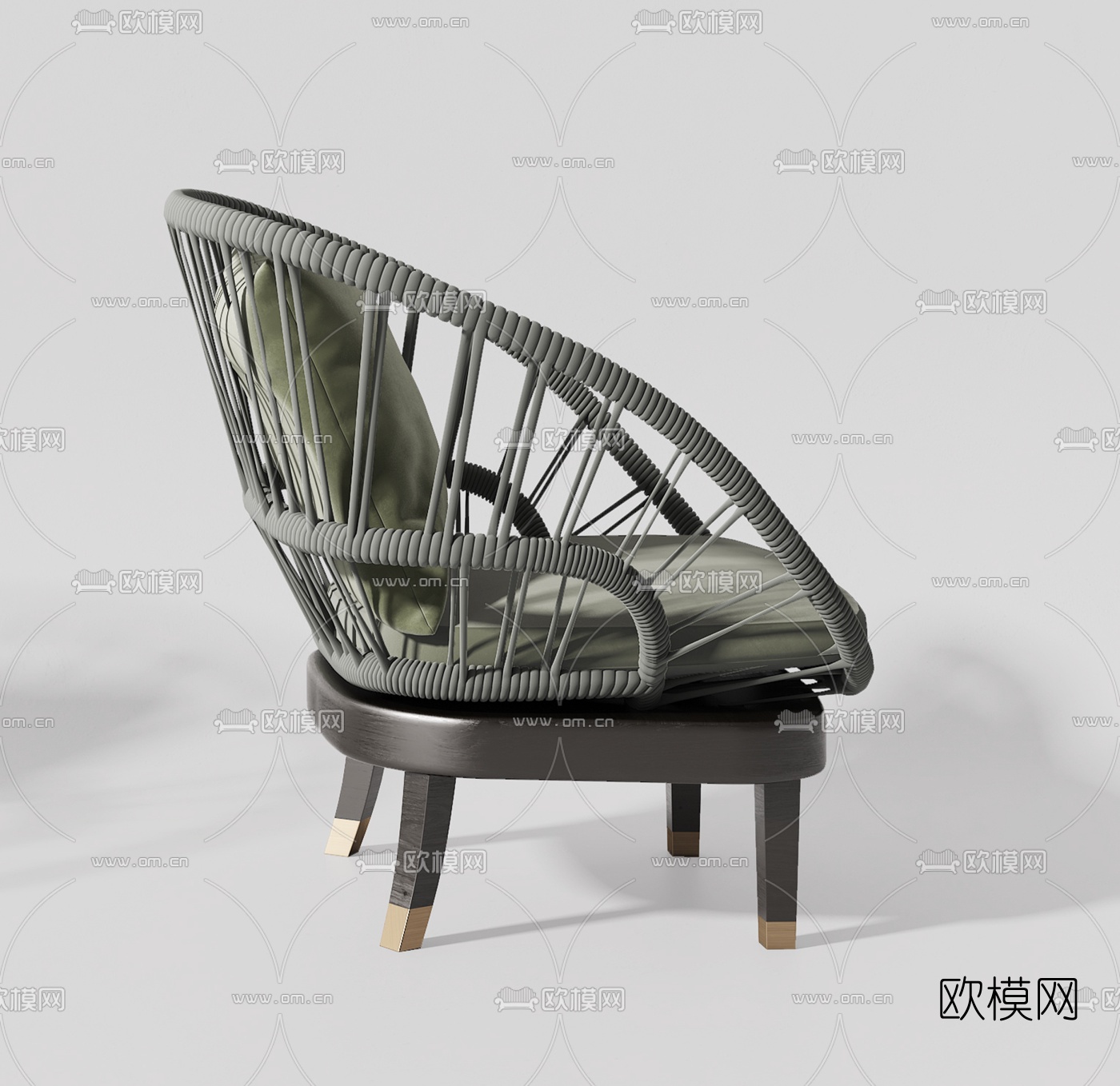 现代藤编休闲户外椅3d模型下载（渲染图3）