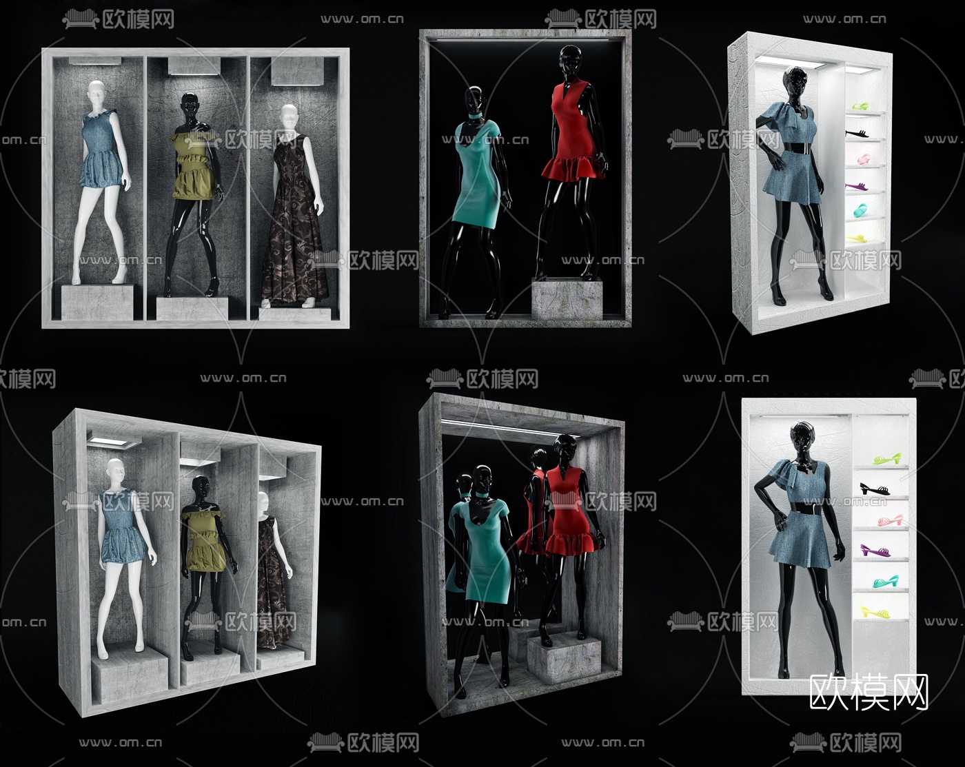 现代展柜假人模特3d模型下载