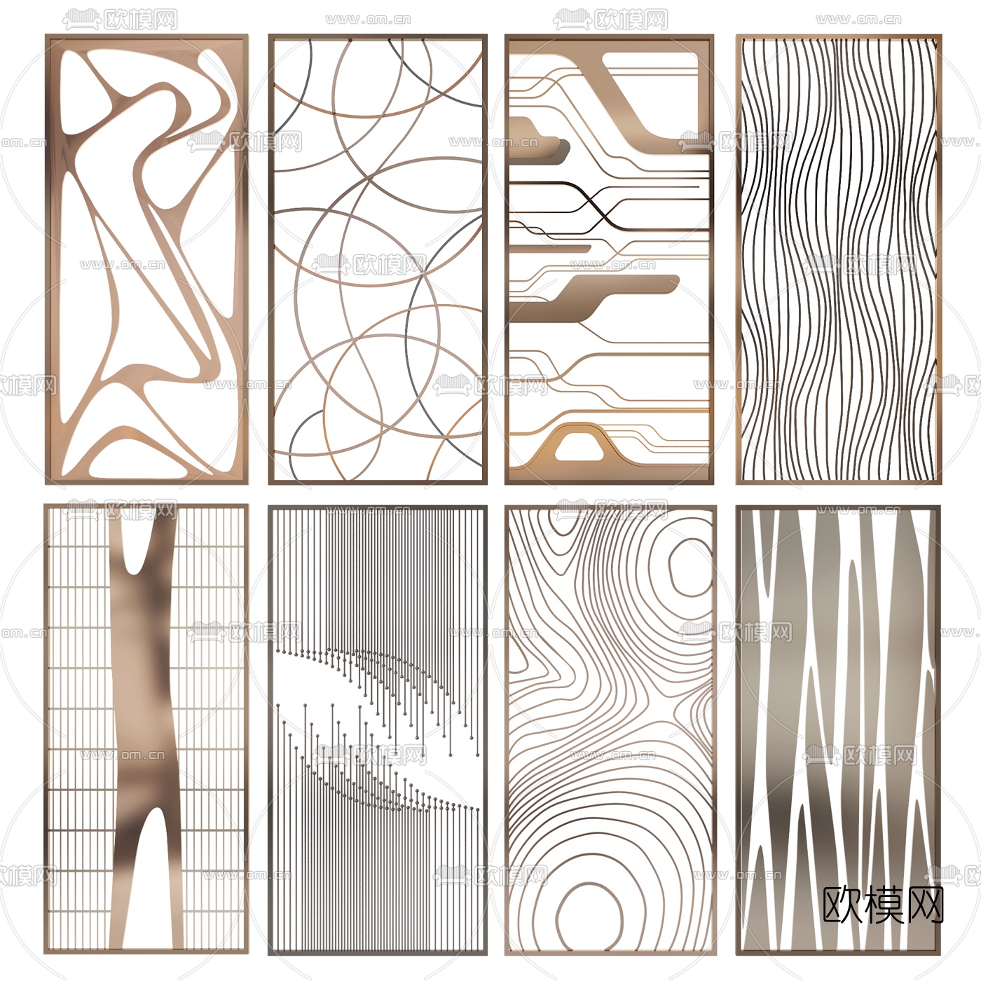 现代金属镂空屏风3d模型下载