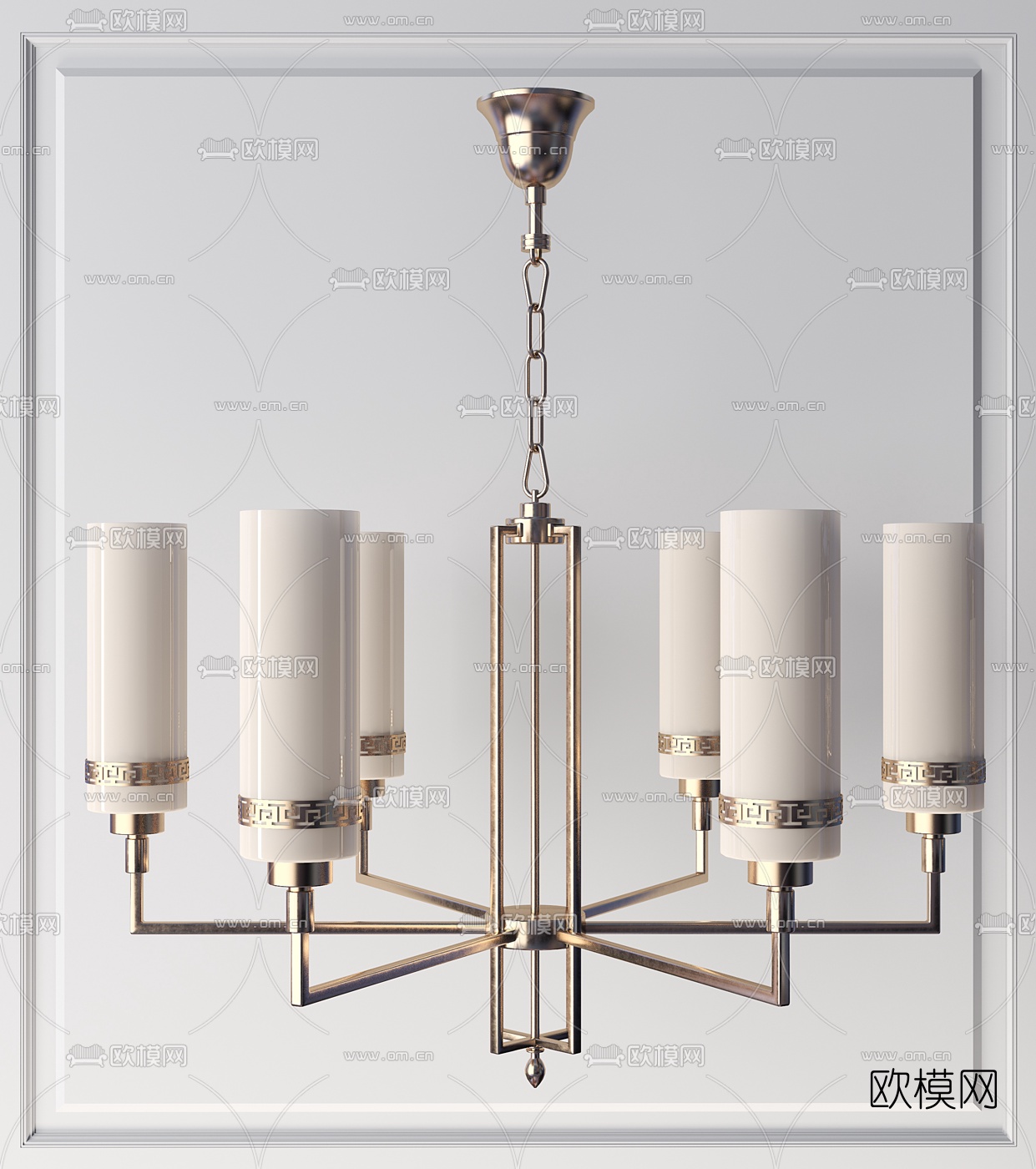 新中式轻奢多头吊灯3d模型下载（渲染图4）