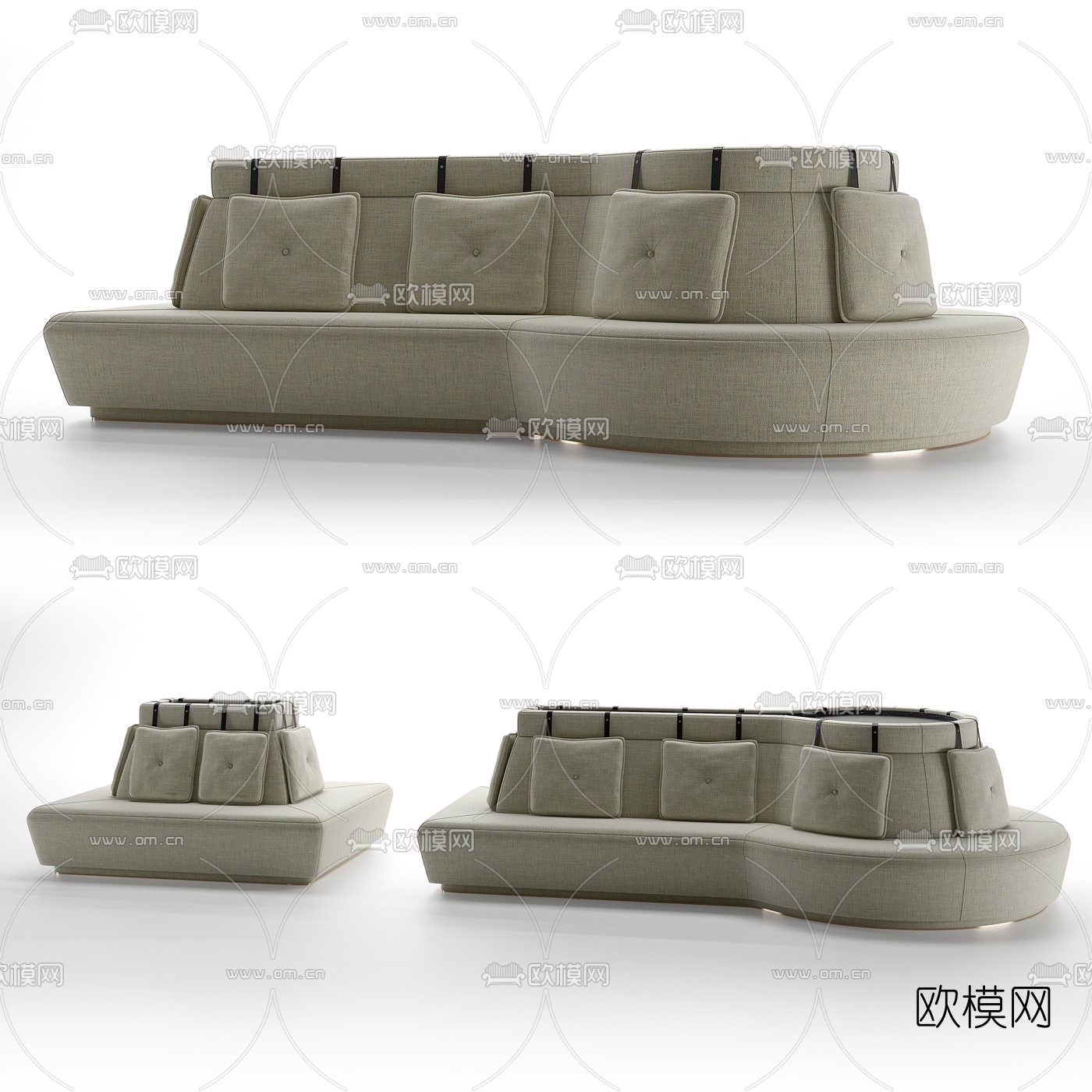 现代弧形公用沙发3d模型