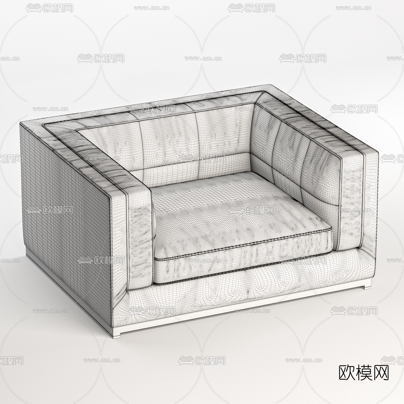 现代皮革办公沙发免费3d模型下载（渲染图3）