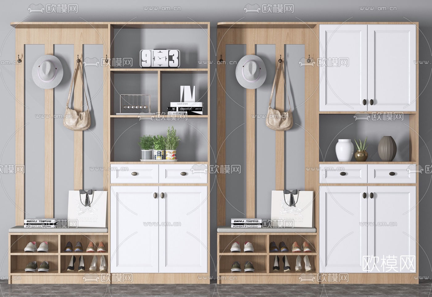 北欧入户鞋柜3d模型下载