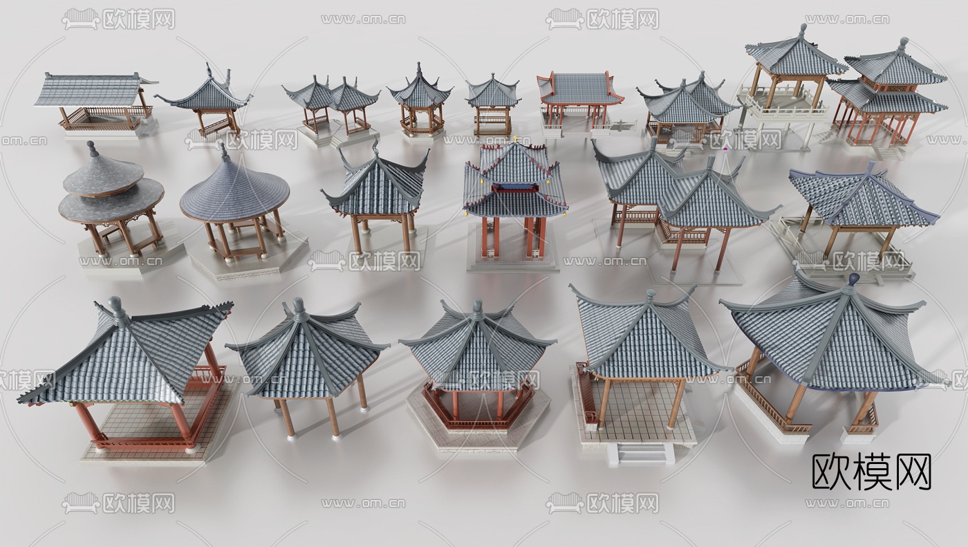 中式凉亭3d模型
