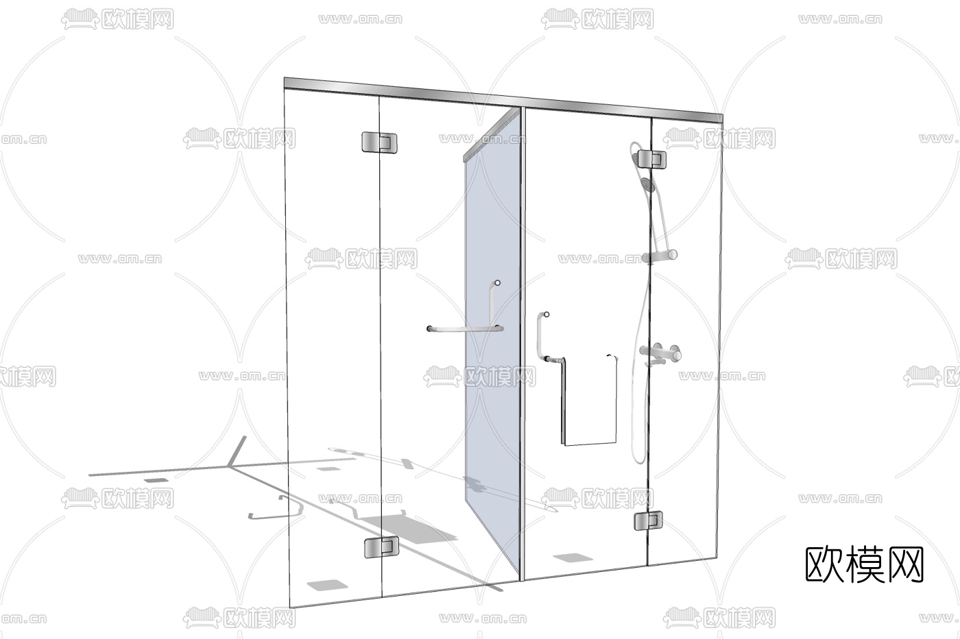 现代玻璃淋浴房免费su模型下载