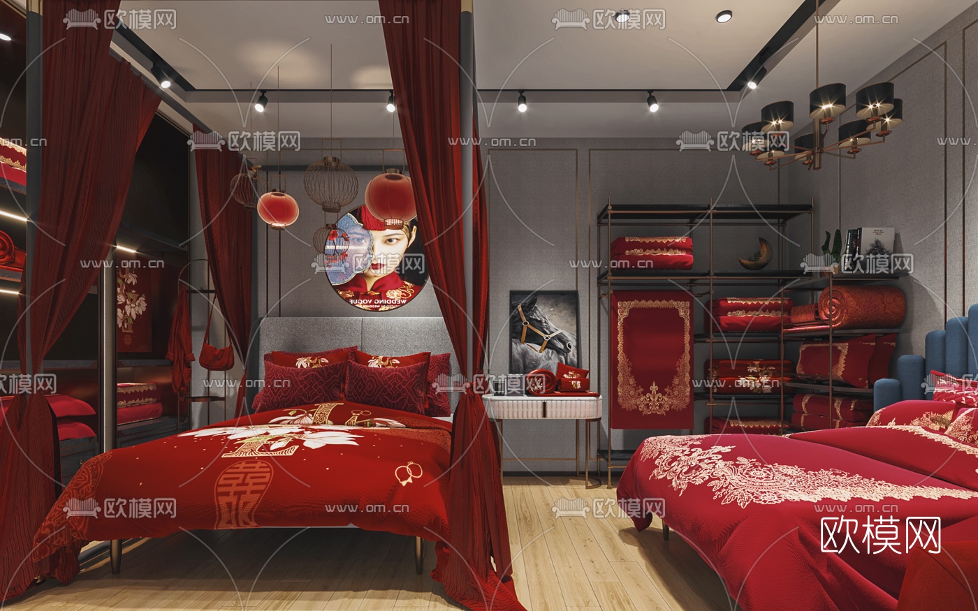 新中式婚庆家纺展厅3d模型