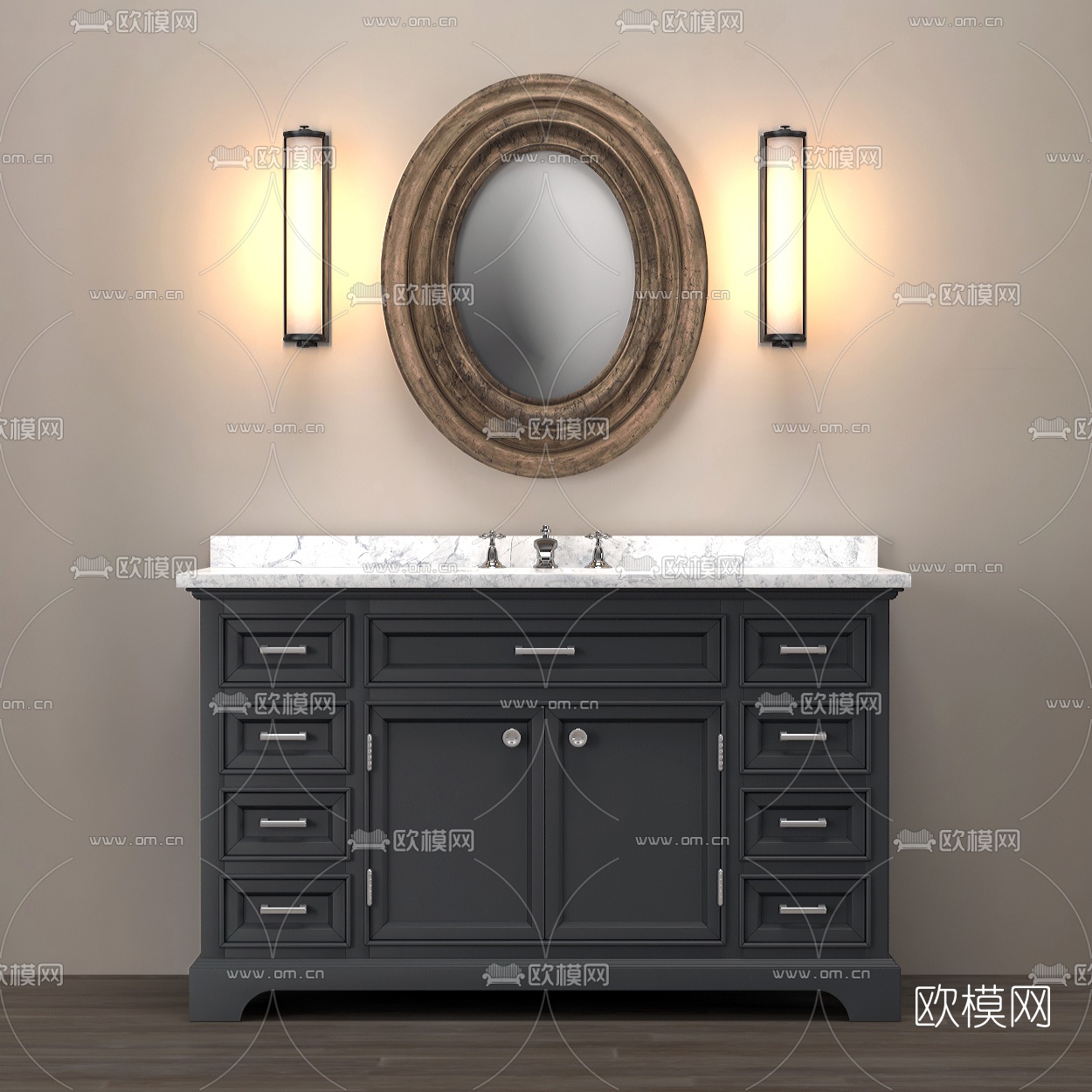 现代洗手台免费3d模型下载（渲染图6）