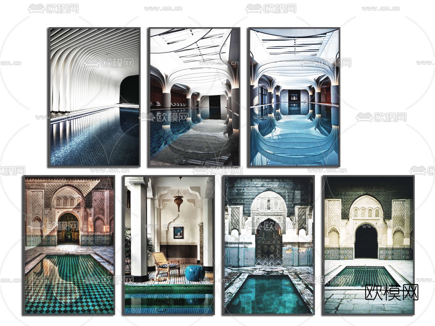 东南亚建筑装饰画3d模型下载