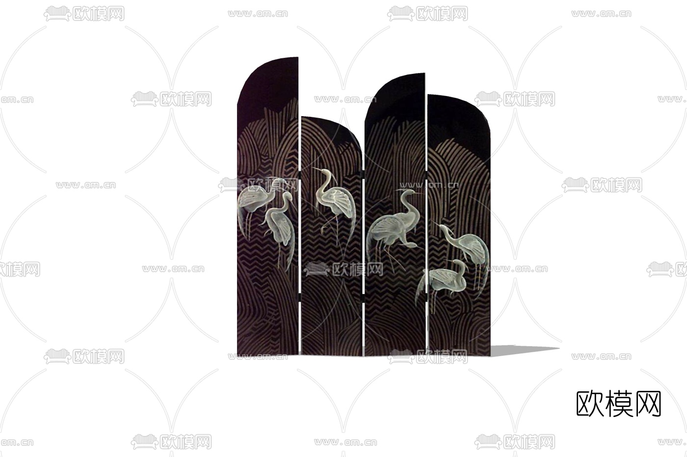 现代仙鹤屏风免费su模型下载