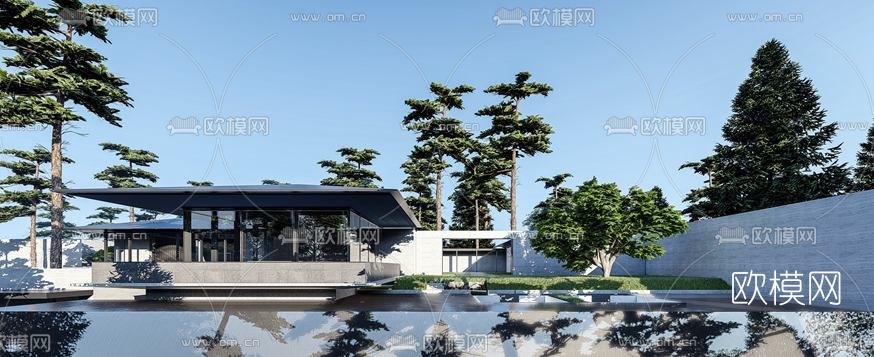 新中式茶餐厅su模型