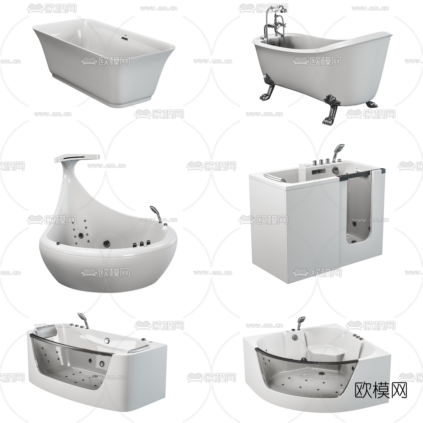 现代浴室浴缸组合3d模型下载